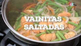 Recetario ALC l Vainitas salteadas con pollo [upl. by Lilia]