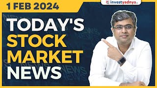 Todays Stock Market News  01022024  Aaj ki Taaza Khabar  Parimal Ade [upl. by Silvanus]