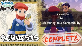 Pokemon Legends Arceus Request 28 Walkthrough quotMeasuring Your Compatibilityquot How To Unlock amp Guide [upl. by Yecad]