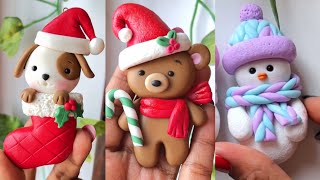 Adorable Christmas Ornaments from Air Dry Clay  Cold Porcelain Clay  Clay Craft Ideas [upl. by Phillips]