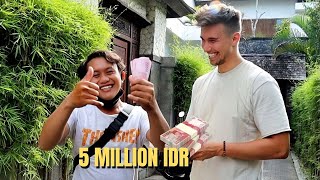 Tipping 5 Million to Delivery Drivers in Indonesia emotional [upl. by Retsbew759]