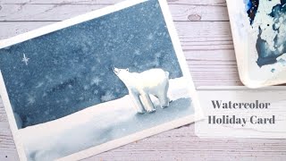 Watercolor Christmas card painting tutorial for beginners Winter season holiday card [upl. by Ezra]