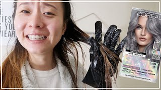 TRIED TO DYE MY HAIR SILVER  quarantine vlog [upl. by Kohcztiy643]