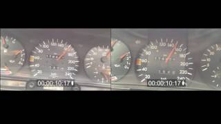 W201 190E 30 vs 26 after and before engine swap acceleration on german Autobahn Speedo Tacho [upl. by Klinges424]