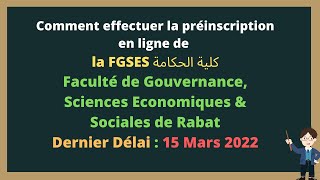 Préinscription en ligne  Faculté de Gouvernance FGSES de Rabat 2022 [upl. by Beth]