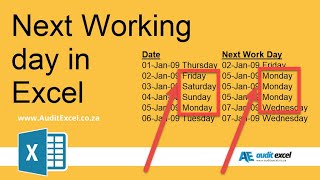 Next workday based on a date AND other holidays in Excel 2007 [upl. by Dahraf]