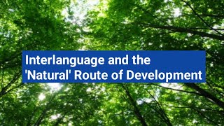 Interlanguage and the Natural Route of Development [upl. by Editha]