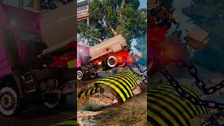 Truck Tow Chained Fertilizer Trucks vs Water Drain beamngdrive beamng shorts beamngcrashes [upl. by Allare]