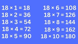 Table of 18 in English  18 Table  Learn Multiplication Table Of 18 × 1  18  Table Of Eighteen [upl. by Gilud]