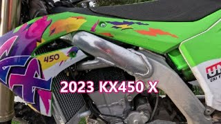 2023 Kawasaki KX 450 X Quick Look [upl. by Ennovyhc]