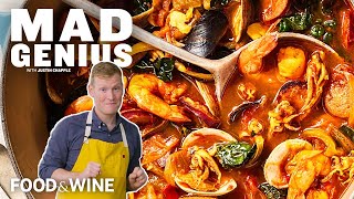 Justin Chapple Makes Cataplana  Portuguese Fish Stew  Mad Genius  Food amp Wine [upl. by Margarita]