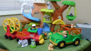 FisherPrice Little People Animal Sounds Zoo Talkers Train Safari Truck and Zoo Habitat [upl. by Sucrad]