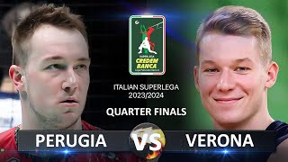 Quarter Finals of Italian Volleyball SuperLega 20232024  Perugia vs Verona [upl. by Klatt]