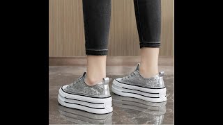 Canvas Shoes Women Fashion Bling Platform Vulcanized Sneakers Designer Summer Casual Sports Canva [upl. by Sirkin]