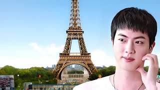 quotBTSquot Jin Carries the Torch for the 2024 Paris Olympics  Historic Moment at the Louvre btsmember [upl. by Reifinnej438]