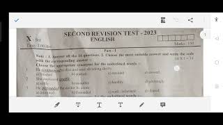 10th Standard English Second Revision Test 2023 Question and Answer key [upl. by Oluap]