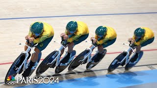 Australia speeds to cycling track team sprint bronze medal  Paris Olympics  NBC Sports [upl. by Repsag]