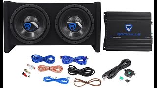 Rockville RV82A 800 Watt Dual 8quot Car Subwoofer Enclosure Mono Amplifier Amp Kit [upl. by Ozner749]