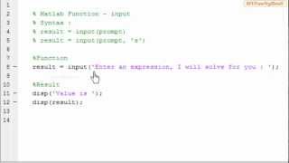 Matlab Function  User Inputinput [upl. by Wan]