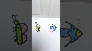 Butterfly fish animals art drawing creative sakura painting kids ytshorts shorts fyp [upl. by Ilojna511]