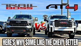 2025 GMC Sierra 3500 AT4 VS Chevy Silverado 3500 Trail Boss This Is Why Some Choose The Chevy [upl. by Siblee680]