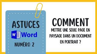 Comment mettre une page en paysage dans un document en portrait [upl. by Sremlahc]