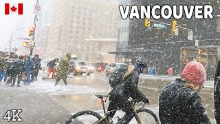 🇨🇦 【4K】❄️❄️❄️ EXTREME SNOWSTORM in Downtown Vancouver BC Canada 2024 [upl. by Anir678]