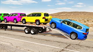 Flatbed Truck Mcqueen  Transportation with Truck  Pothole vs Car 202  BeamNGDrive [upl. by Quintie301]