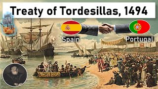 Treaty of Tordesillas 1minuteknowledge Spain Portugal [upl. by Niklaus]