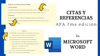 CITAS Y REFERENCIAS con normas APA 7ma edición en MICROSOFT WORD [upl. by Amaras]