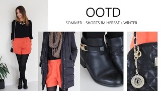 OOTD  Shorts im Herbst  Winter  Zara Zalando DKNY  Oktober [upl. by Dorise]