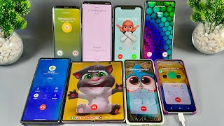 Incoming call  Outgoing Calls 8 phones IPhone XR  Alcatel Wing  Samsung Z Flip 3  Galaxy S10e [upl. by Mali]