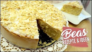 GEDECKTER APFELKUCHEN  Rezept mit Zuckerguss und Mandeln [upl. by Steere511]