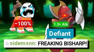 DEFIANT BISHARP makes SALTY PLAYERS CRY on POKEMON SHOWDOWN [upl. by Austreng]