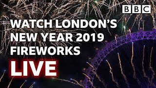 Londons New Years Fireworks 2019 LIVE 🎆🤩🎉  BBC [upl. by Wenona]