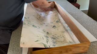 Refinish and add wall paper to antique dresser drawers furnitureflip [upl. by Nnahtebazile783]