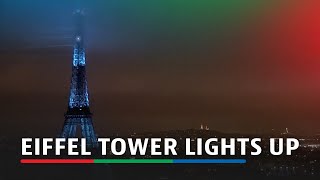 Eiffel Tower lights up to officially kick start the 2024 Olympic Games [upl. by Gail]