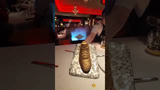 Jeff Rubys Golden Jordan cake for my big 38 Whootu hoo🥳🎂🥳 JeffRubysStakehouse cincinnati [upl. by Campbell]