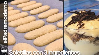 Bizcochos de SOLETILLA BIZCOCHO super ESPONJOSO de 3 ingredientes para un impresionante TIRAMISÚ [upl. by Snevets733]