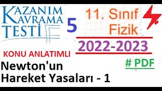 11 Sınıf  Fizik  MEB Kazanım Testi 5  Newtonun Hareket Yasaları 1  PDF  AYT Fizik  2022 2023 [upl. by Lehcnom214]