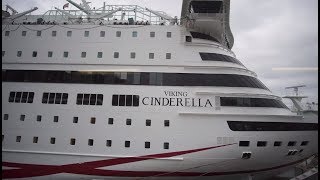 Sweden Stockholm leaving Viking Line cruise ship MS Cinderella 2X escalator 1X elevator [upl. by Atiluj]