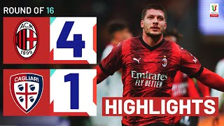 MILANCAGLIARI 41  HIGHLIGHTS  Milan cruise to next round  Coppa Italia Frecciarossa 202324 [upl. by Culbert]