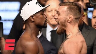 Floyd Mayweather vs Conor McGregor Official WeighIn FULL  ESPN [upl. by Ahsekat]