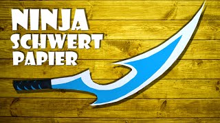 Ninja Schwert basteln Spielzeug aus Papier und Eisstiel  paper ninja sword DIY toy craft 4K [upl. by Naji998]