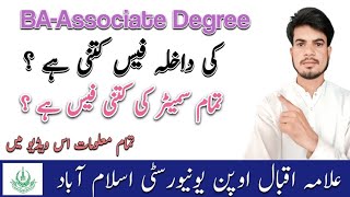 BA Associates degree fee structure 2024 Aiou fee structure of BA Associates degree [upl. by Basso]