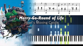 Howl’s Moving Castle  MerryGoRound of Life  Piano Tutorial with Sheet Music [upl. by Rutger]