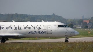 Adria Airways Canadair Regional Jet CRJ200LR Take Off at Airport BernBelp [upl. by Leahcimnaj635]