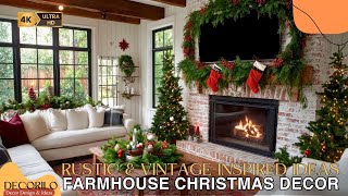 Rustic Farmhouse Christmas Decor VintageInspired Ideas for a Warm Cozy Holiday Interior [upl. by Stella]