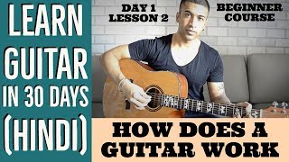 How Does A Guitar Work Simple  Learn Guitar in 30 days HINDI  Day 1 Lesson 2 [upl. by Airamasor]