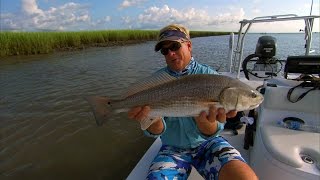 Charleston South Carolina Fishing for Oyster Bar Redfish and Floodtide [upl. by Airednaxela990]